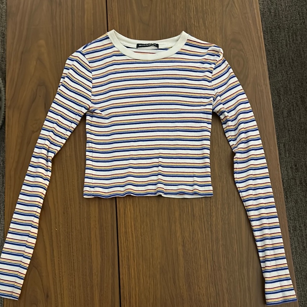 Brandy Melville Striped Long Sleeve Top - Blue, Orange, White